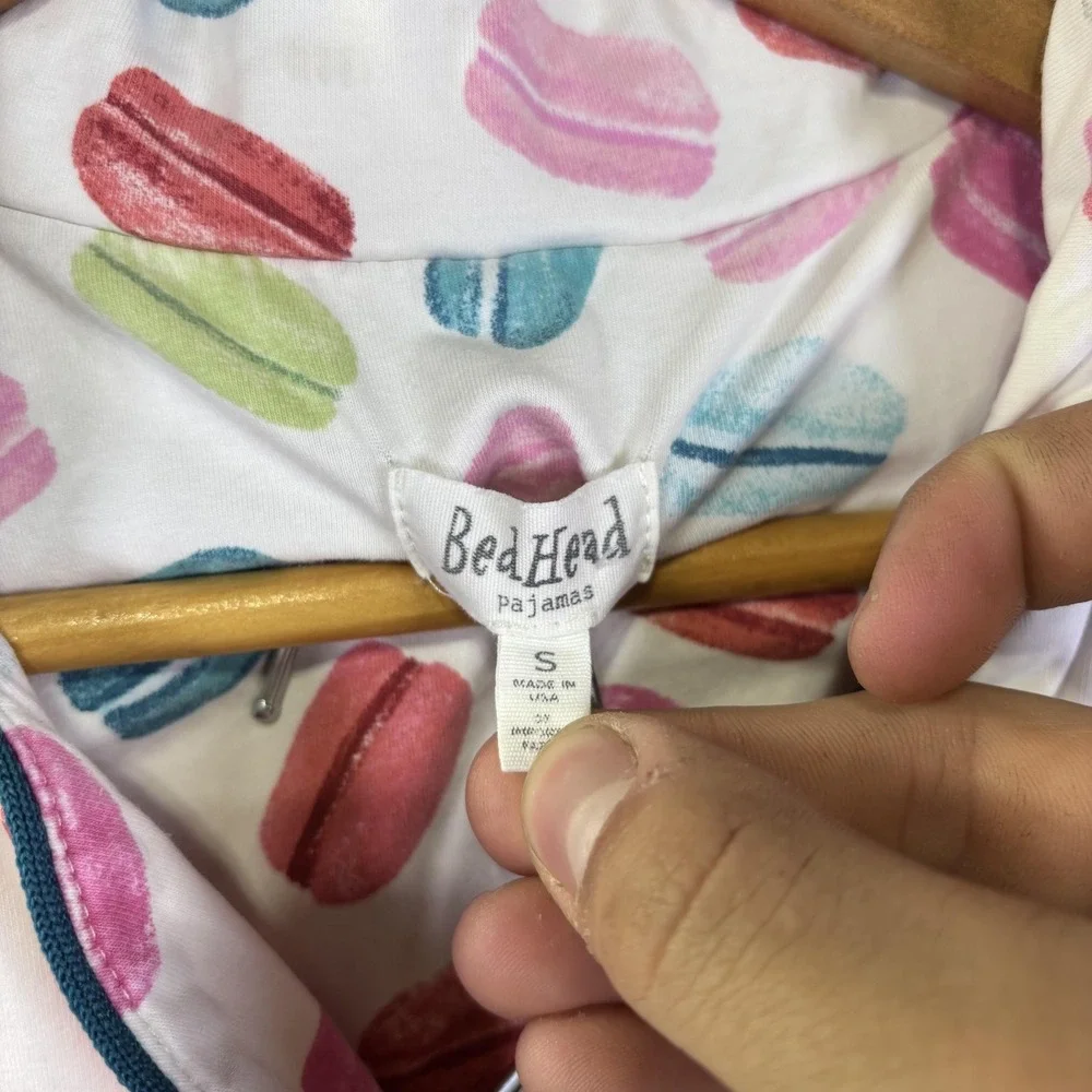 BedHead Pajamas Set Womens‎ Small Multicolor Macaron Print Button Up Made USA